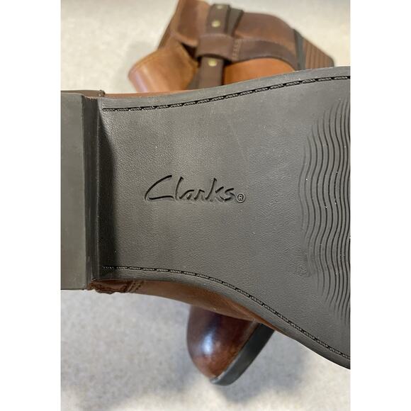 Clarks Womens Addiy Zoie Boot Size 11 Brown Leather Bootie Studded Straps-Zipper - Picture 8 of 11